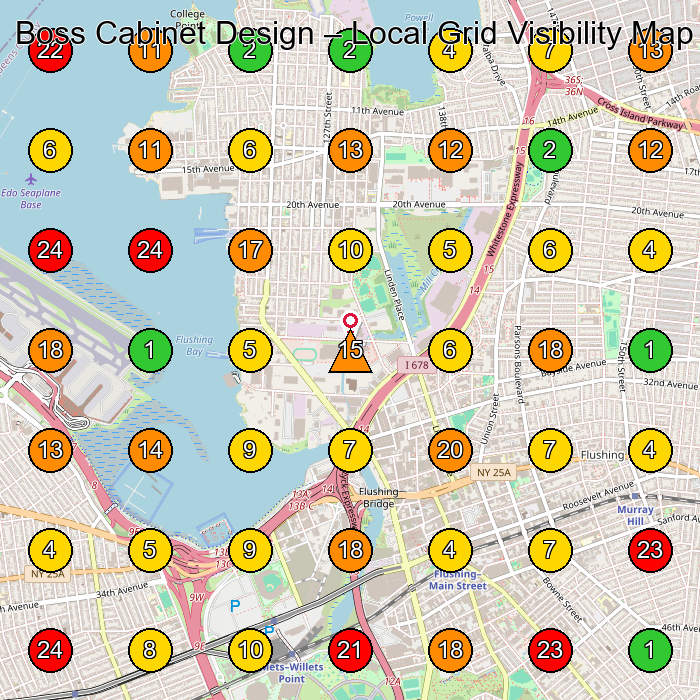 Boss Cabinet Design Cabinet Maker GeoGrid ranking map for Flushing NY